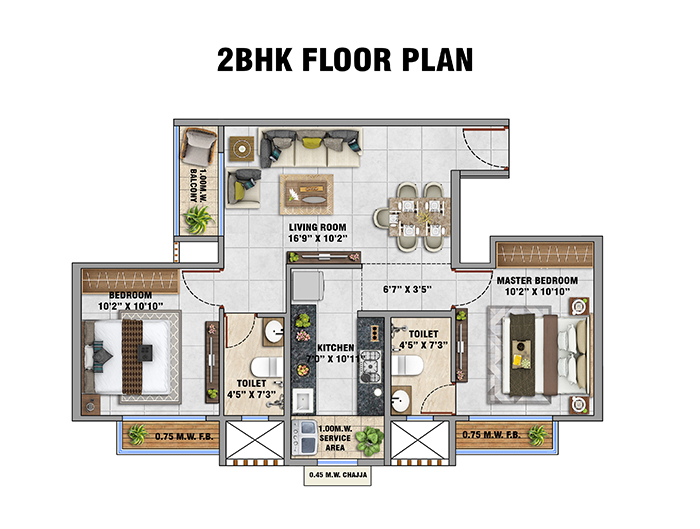 1 BHK Mumbra flat for sale layout