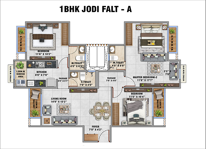 2 BHK Mumbra flat for sale layout